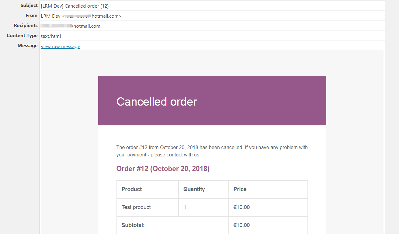 Customer email on Order cancelled or failed - Plugin for Woocommerce - Image 3