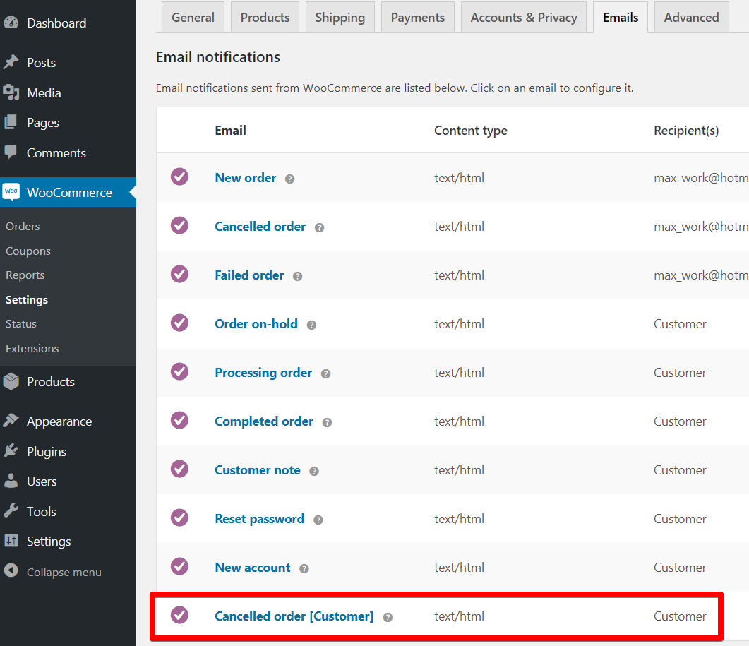 Customer email on Order cancelled or failed - Plugin for Woocommerce - Image 2