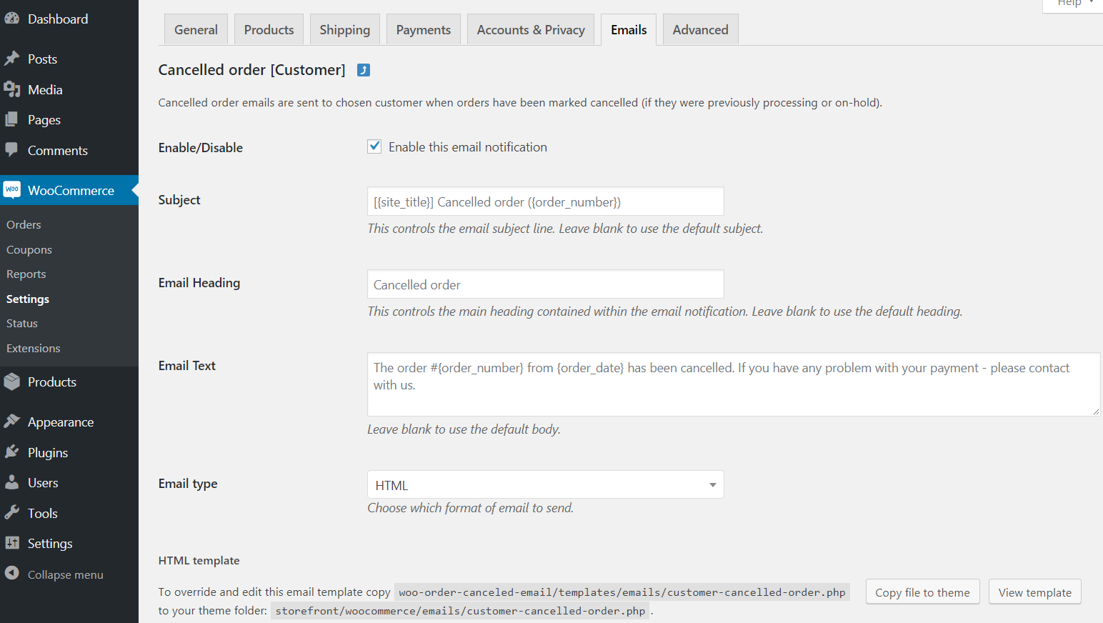 Customer email on Order cancelled or failed - Plugin for Woocommerce